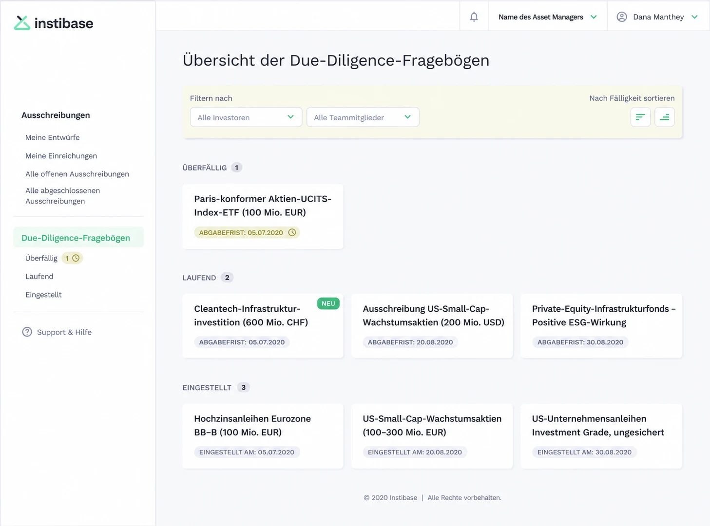 InstiBase: Laufende DDQs