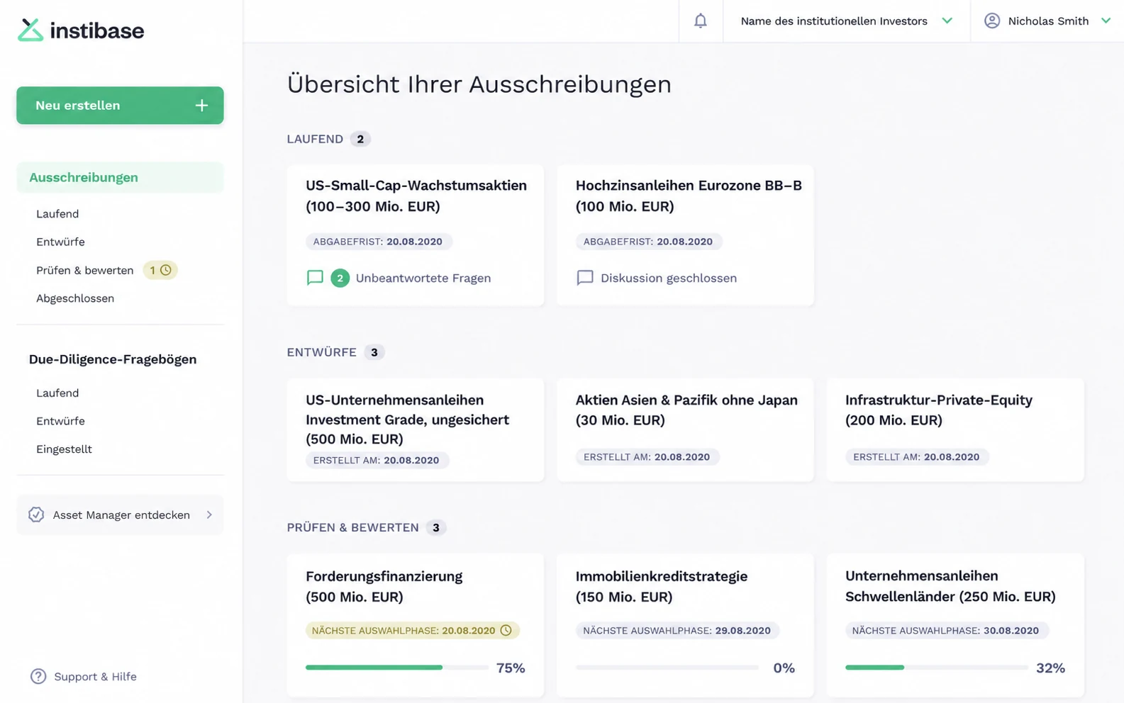 InstiBase: Ausschreibungen
